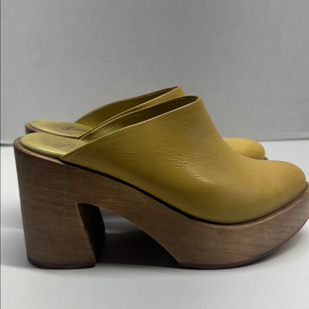Free People Suki Platform Clogs High Heeled Open Back Shoes Yellow Size 38 / 8 - Picture 5 of 11